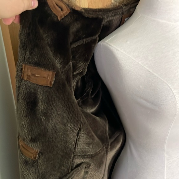 Vintage Tower by London Fog Brown Faux Suede Faux Fur Hooded Coat, Size S - Picture 12 of 16
